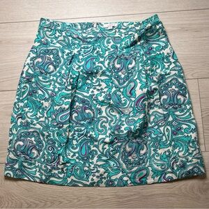Ann Taylor Loft Paisley Skirt Green Paisley Women’s Size 10 Linen/ Rayon